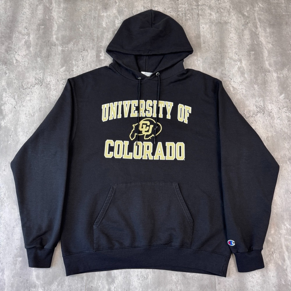 Champion University of Colorado Buffaloes Hoodie Men's L Black Pullover NCAA